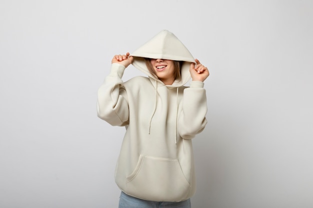 Young person wearing hoodie mockup