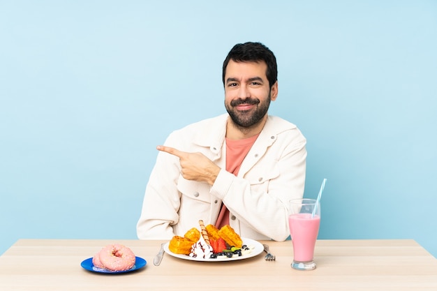 Young person with food over isolated background