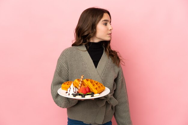 Young person with food over isolated background