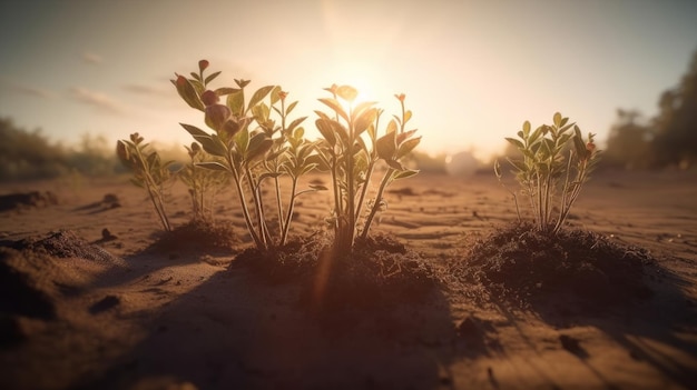 Young plant emerging from the ground Generative ai