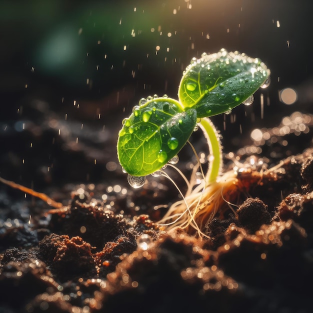 young plant growing in soil