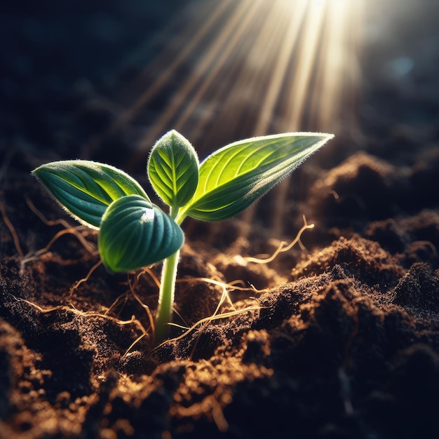 young plant growing in soil