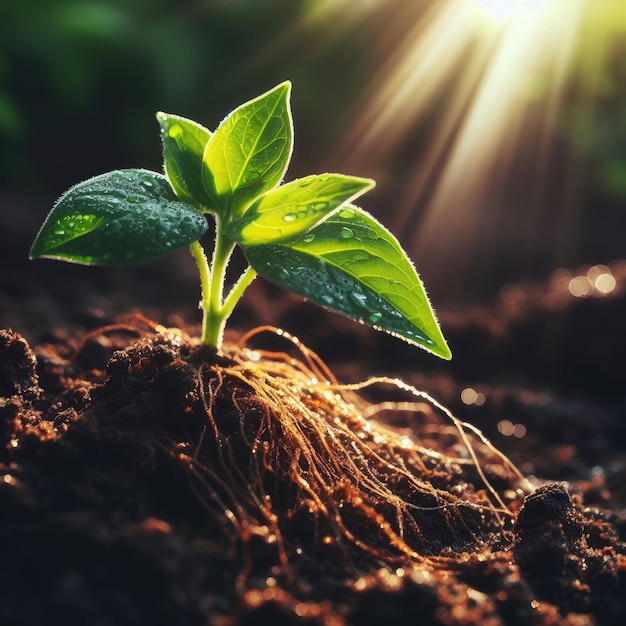 young plant growing in soil