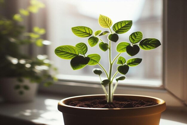 Young plant growing In sunlight background