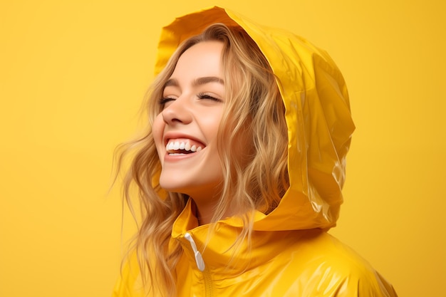 Young pretty blonde girl over isolated colorful background wearing a rainproof coat