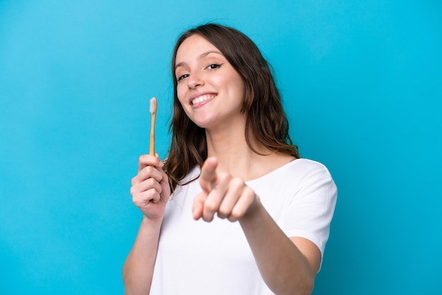 Young pretty caucasian brunette woman