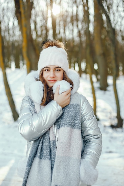 young pretty girl in winter park 