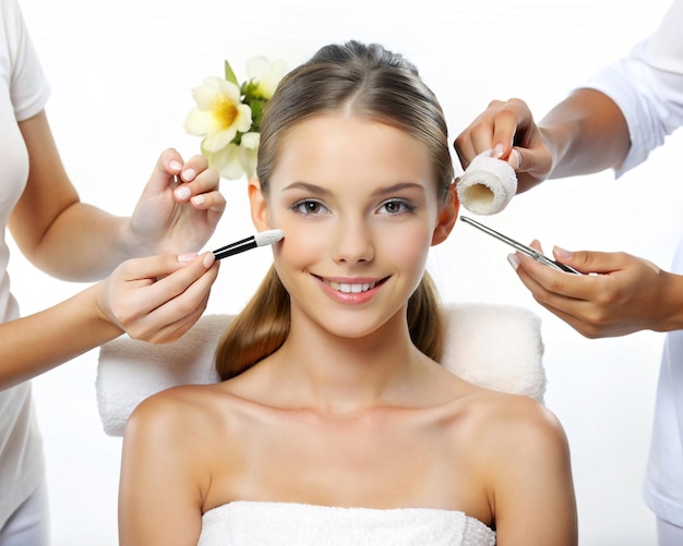 Photo a young pretty woman getting beauty parlour services