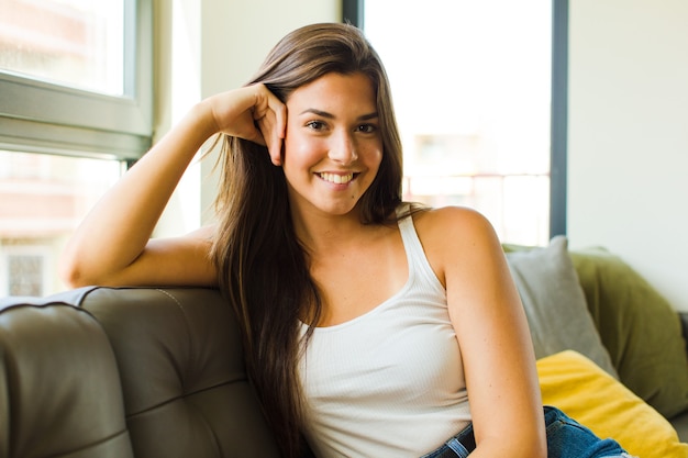 Young pretty woman relaxing at home