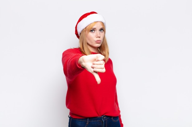 Young pretty woman wearing Christmas clothes