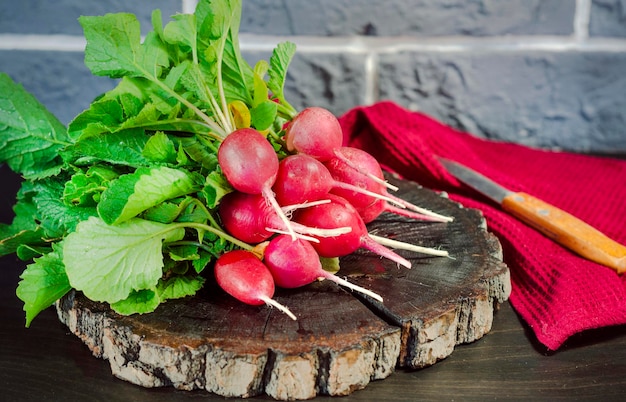 Young radish on the table