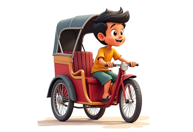 Photo young rickshaw driver a fun and adventurous ride for kids