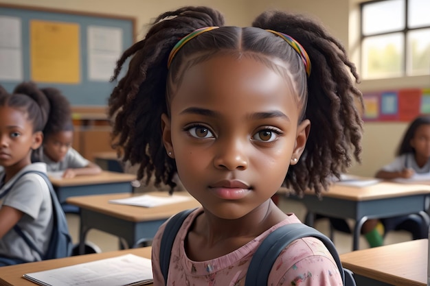 Young school girl in classroom