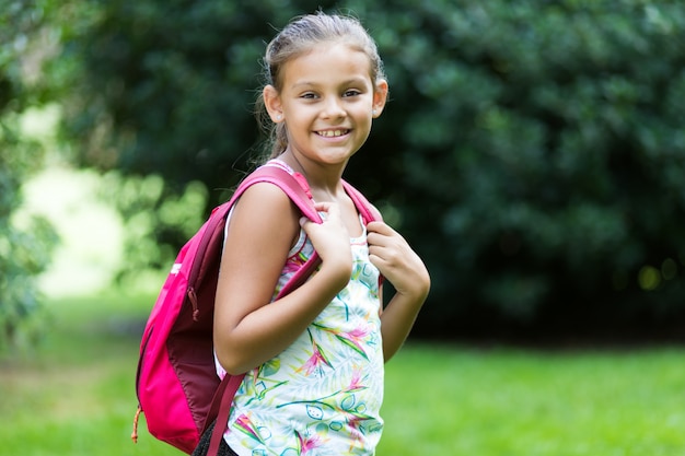 Young school girl at the park