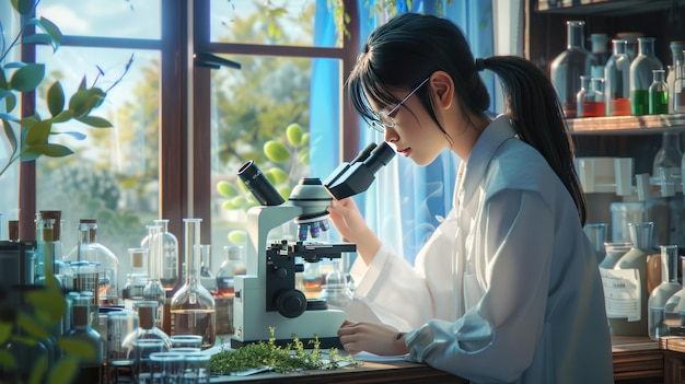 A Young Scientist Exploring the Microscopic World