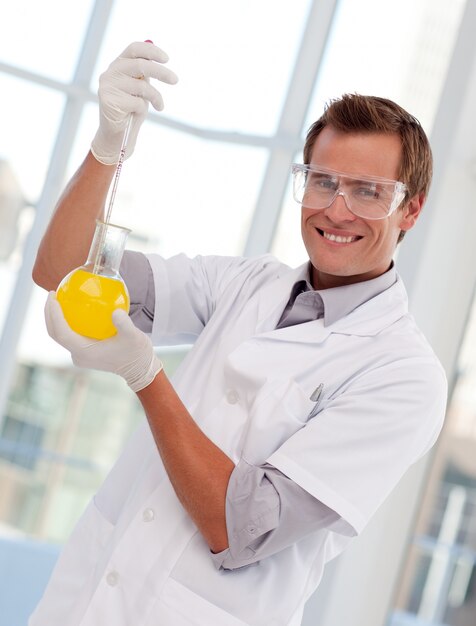 Young scientist working with a test-tube