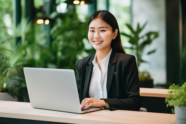 Young Smiling Asian Businesswoman Employee or Student Generative Ai