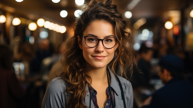 Young Smiling Women with Curly Hair Enjoying Their Work in a Vibrant Office Environment Happy Work