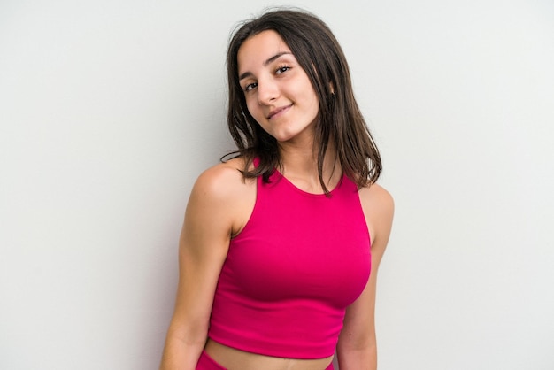 Young sport woman isolated on white background