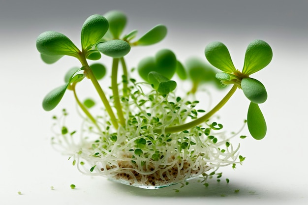 Young sprouts of greens microgreens healthy eating concept