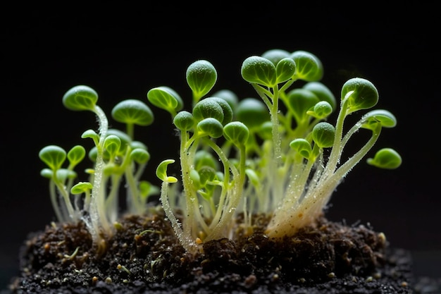 Young sprouts of greens microgreens healthy eating concept