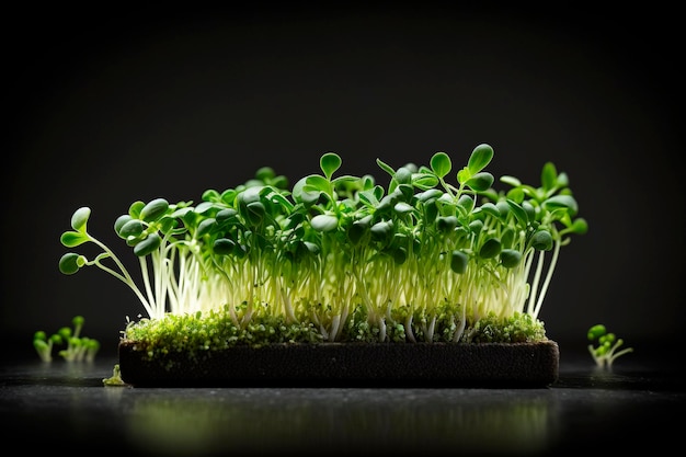 Young sprouts of greens microgreens healthy eating concept