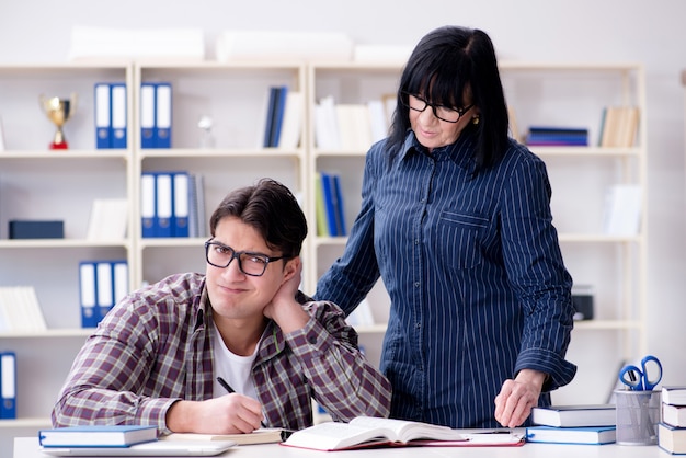 Young student during individual tutoring lesson