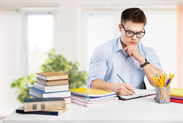 Young Student man with books