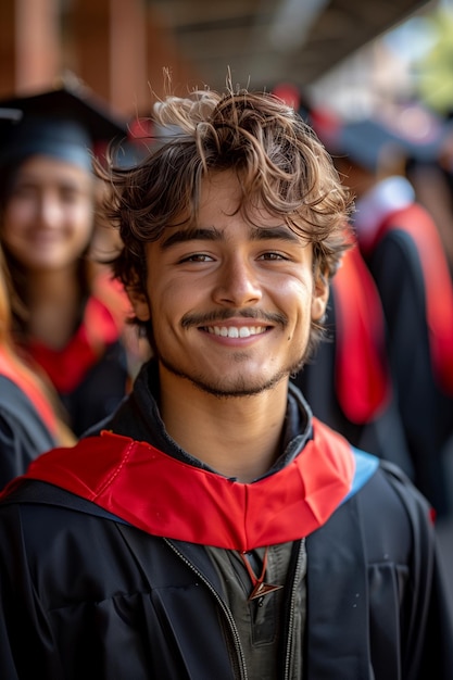 Young Student Poses Proudly in Front of University School Ready to Conquer the Future