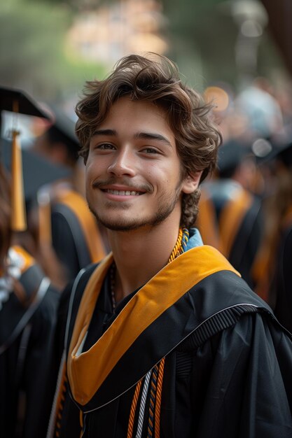 Young Student Poses Proudly in Front of University School Ready to Conquer the Future