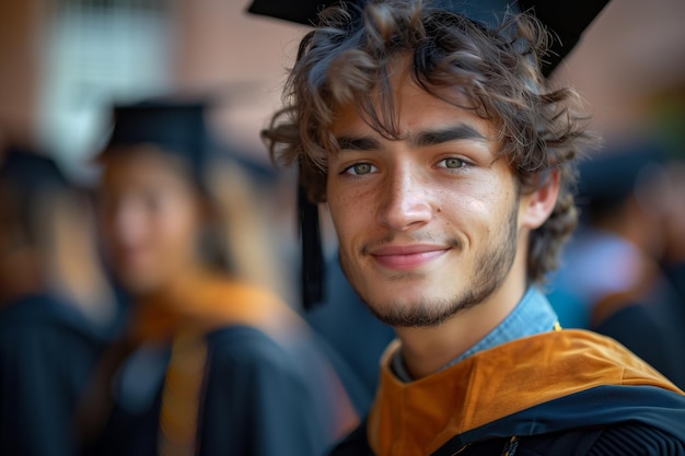 Young Student Poses Proudly in Front of University School Ready to Conquer the Future