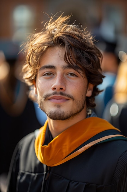 Young Student Poses Proudly in Front of University School Ready to Conquer the Future