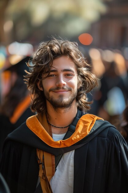 Young Student Poses Proudly in Front of University School Ready to Conquer the Future