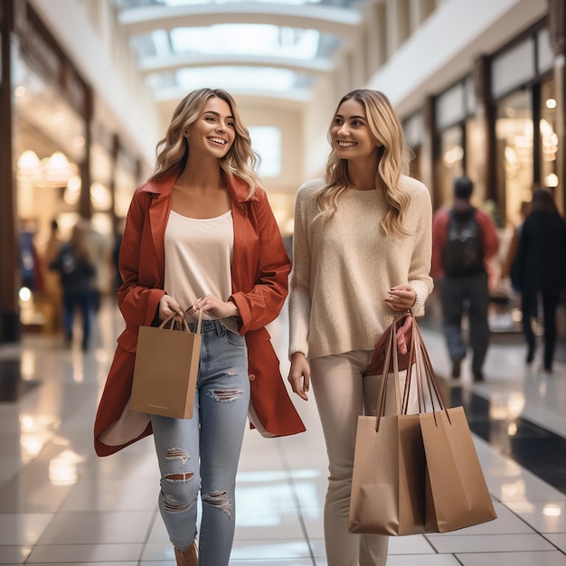 Young stylish beautiful girl in sunglasses is walking with multi colored shopping bags