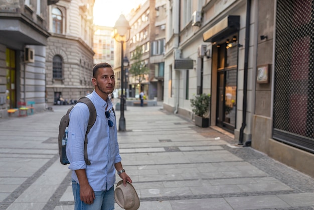 Young Tourist in the City Street