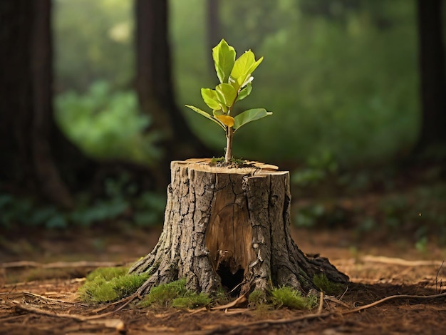 Young tree emerging from old tree stump_1