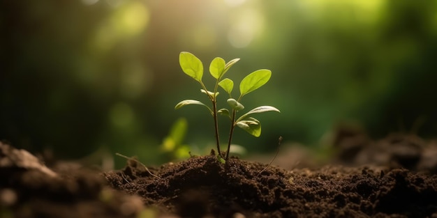 Young tree plant growth background World environment day and Earth day Generative Ai