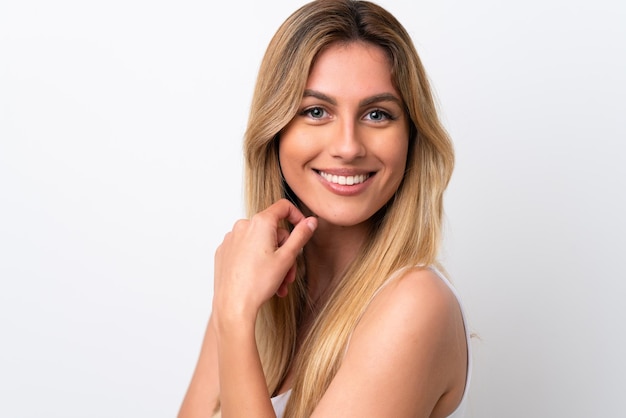 Young Uruguayan woman isolated on white background Portrait