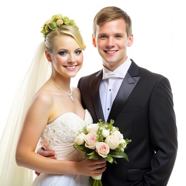 Young wedding couple on their wedding