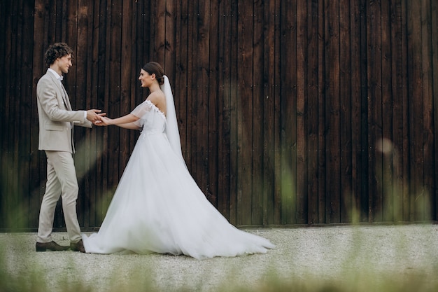 Young wedding couple on their wedding