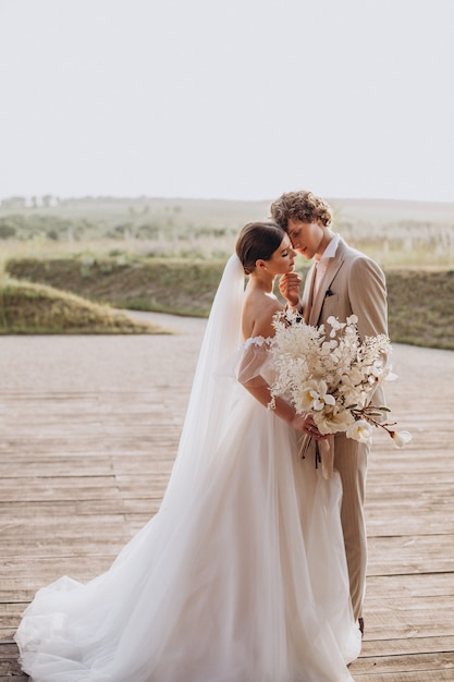 Young wedding couple on their wedding