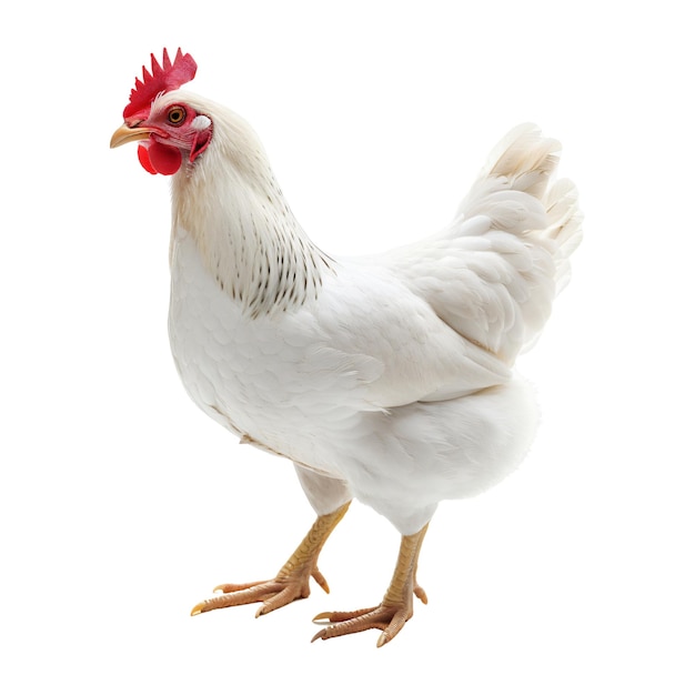 Photo young white hen chicken isolated on white background