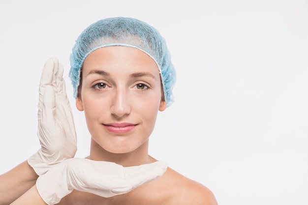 Photo young woman before medical injection 