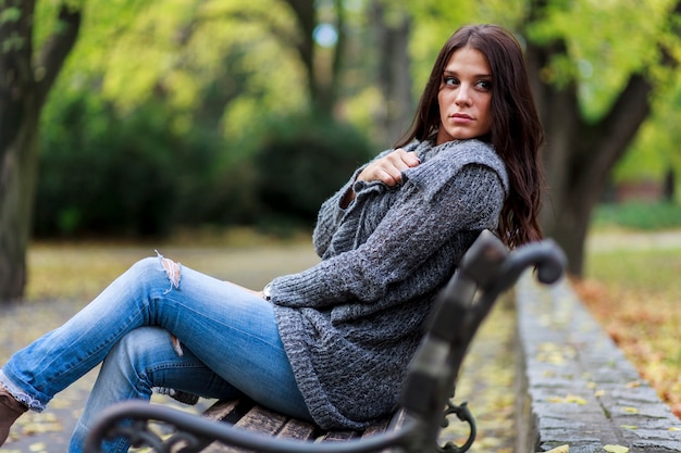 Young woman on the bench