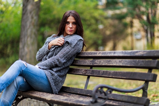 Young woman on the bench