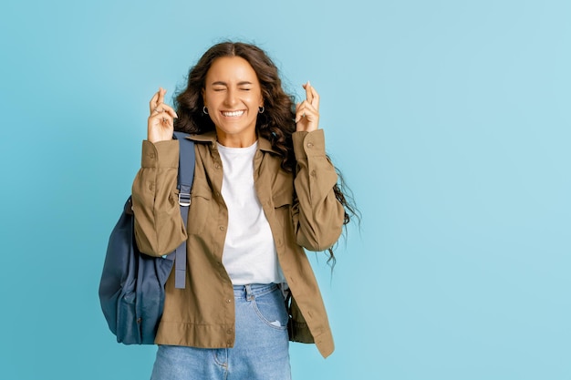 Young woman on bright color background