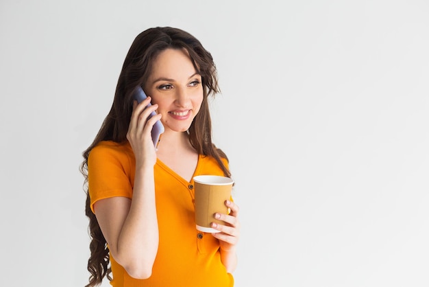 Young woman calling phone girl talking on the phone