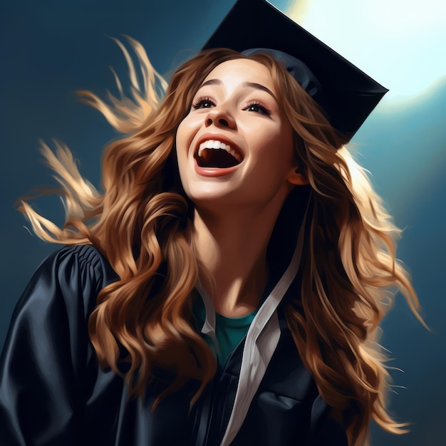 young woman celebrates her graduation milestone A moment of triumph and happiness Generative AI