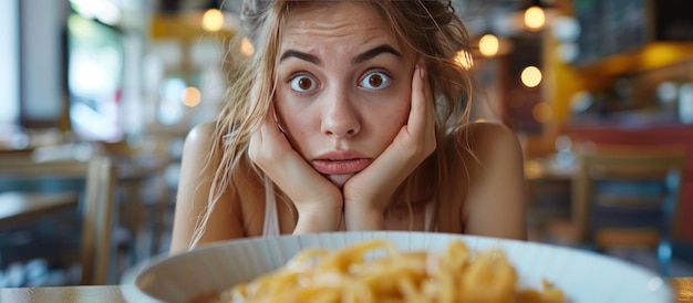 Young Woman Contemplating Food