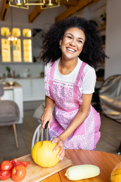 young woman cooking in the kitchen